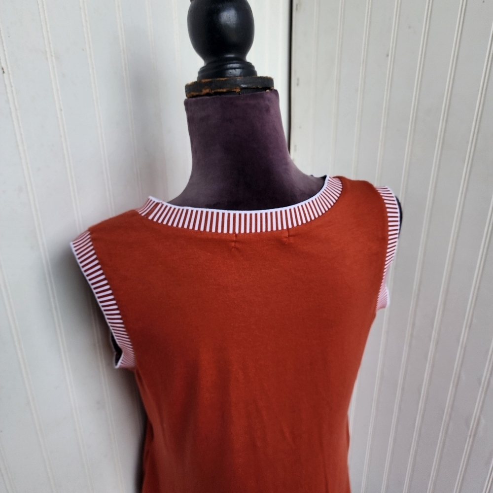 MEROKEETY Women's Stretch Sleeveless Pocketed Dress Shift Rusty Orange Rayon M - Picture 9 of 14